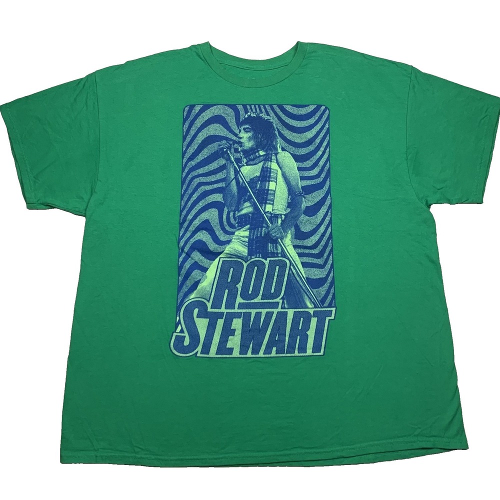 Rod Stewart Shirt Mens XXL Green 2022 North American Tour Graphic Tee 2XL